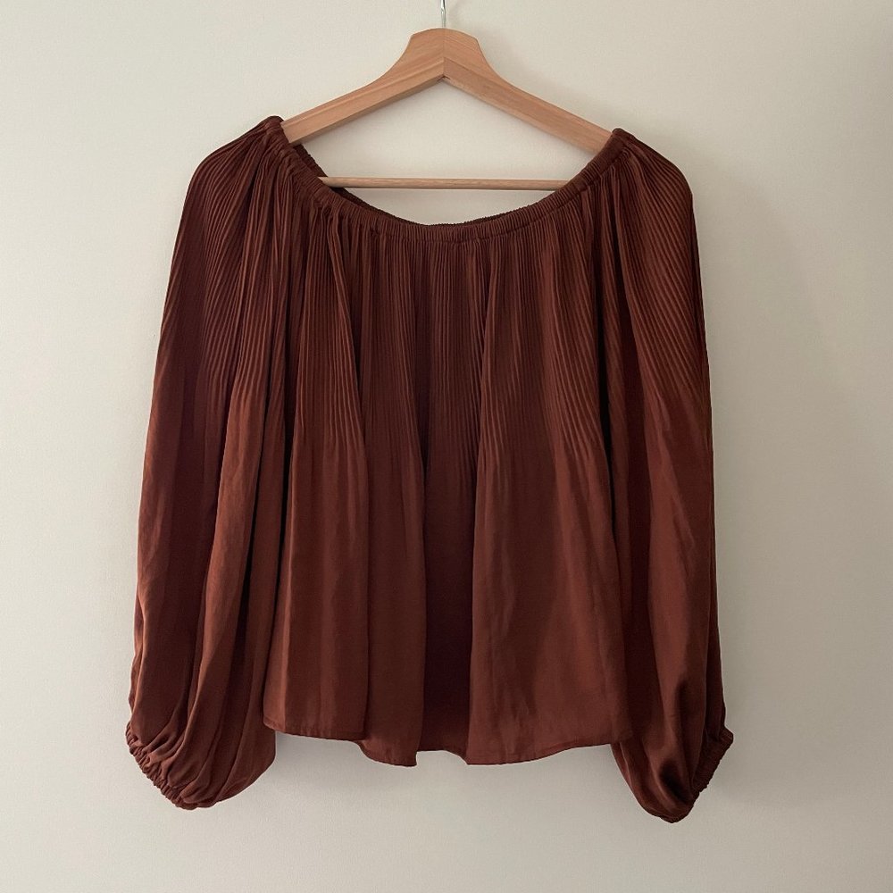 Express Blouse Off Shoulder Puff Peasant Long Sleeve Swing